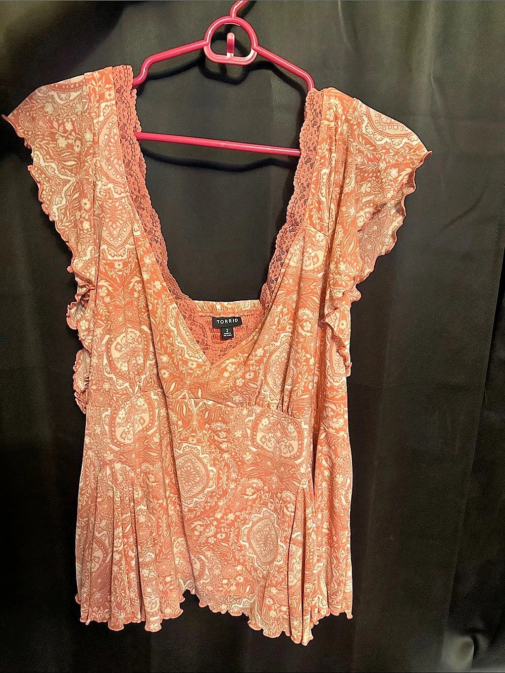 Torrid Flutter Sleeve Fit & Flare Mesh Top